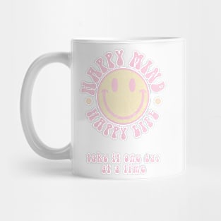 Happy Mind Happy Life Aesthetic, Positive Mind, Smiley Face, Trendy, Happy Mind Shirt, Positive Gifts For Friends Mug